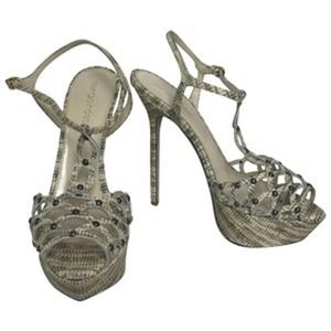 SERGIO ROSSI ANIMAL PRINT STUDDED LEATHER HEELS 37.5
